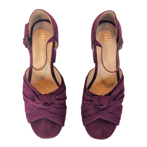 Chelsea Crew Get a Lift Burgundy Platform Heel Faux Suede Women’s size 40 - Picture 3 of 13